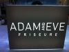 Leuchtkasten / Nasenschild mit schwarzer Folie Beschriftet fr den Friseur Adam and Eve in Mnchen mit LED Beleuchtung und Acryl Rahmen von 089 Werbung